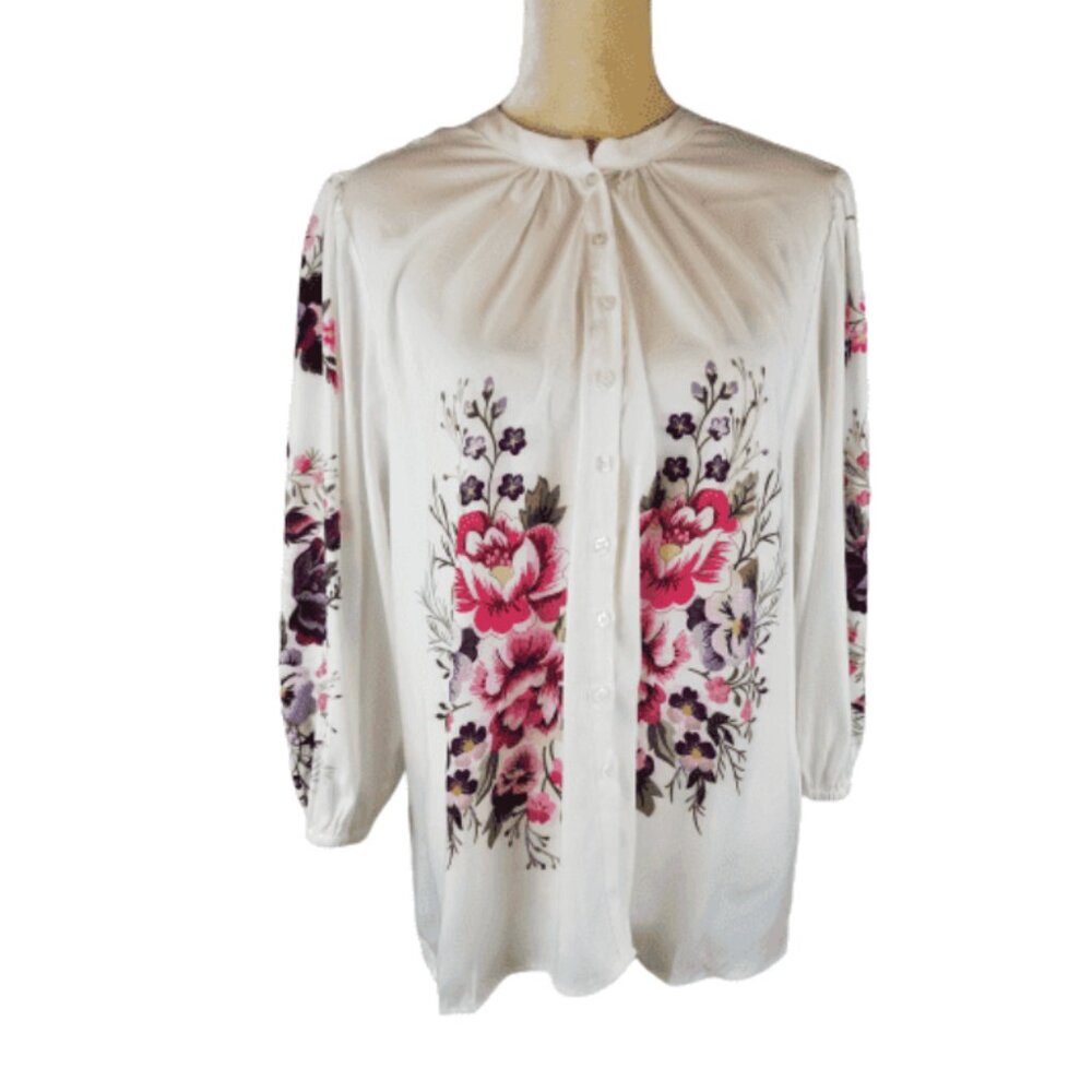 Tendency women's white floral blouse size M